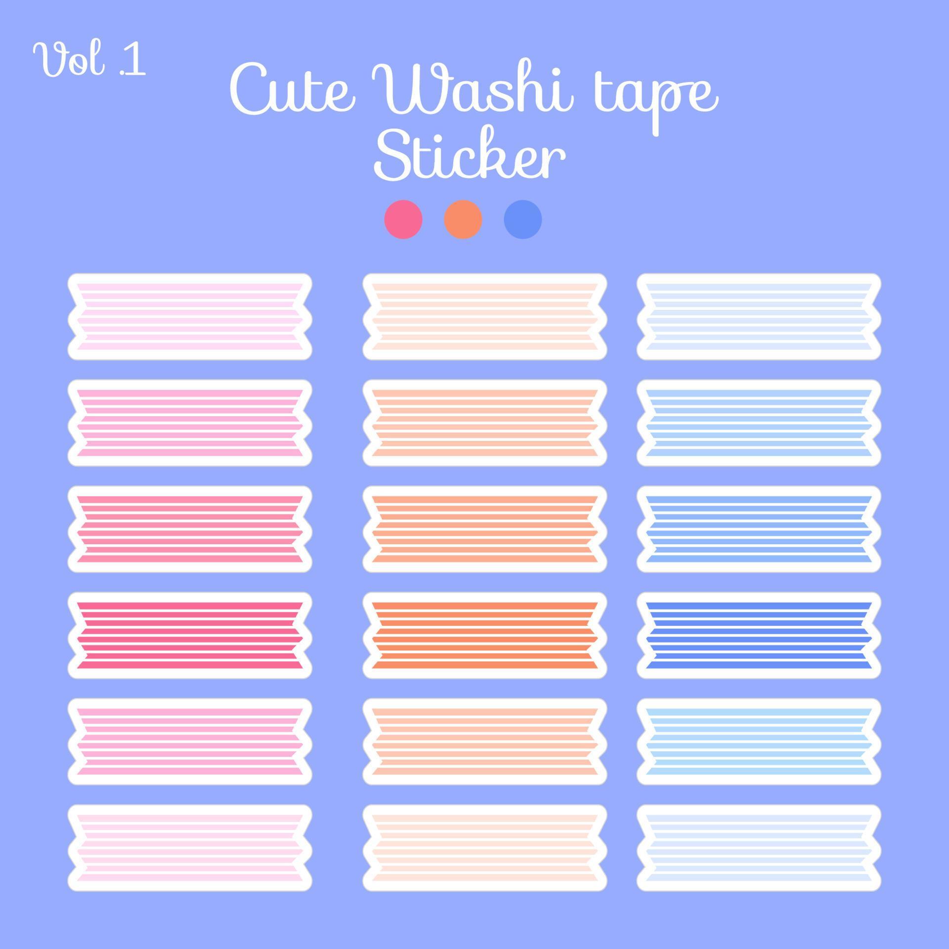 washi tape sticker with cute colorful paper collection with dot and