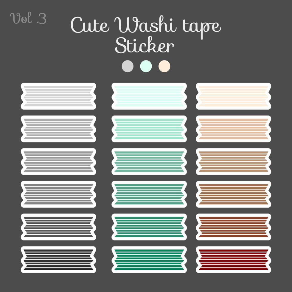 lindas pegatinas washi tape con una gran colección de colores que se pueden imprimir y vender. ilustración vectorial vector