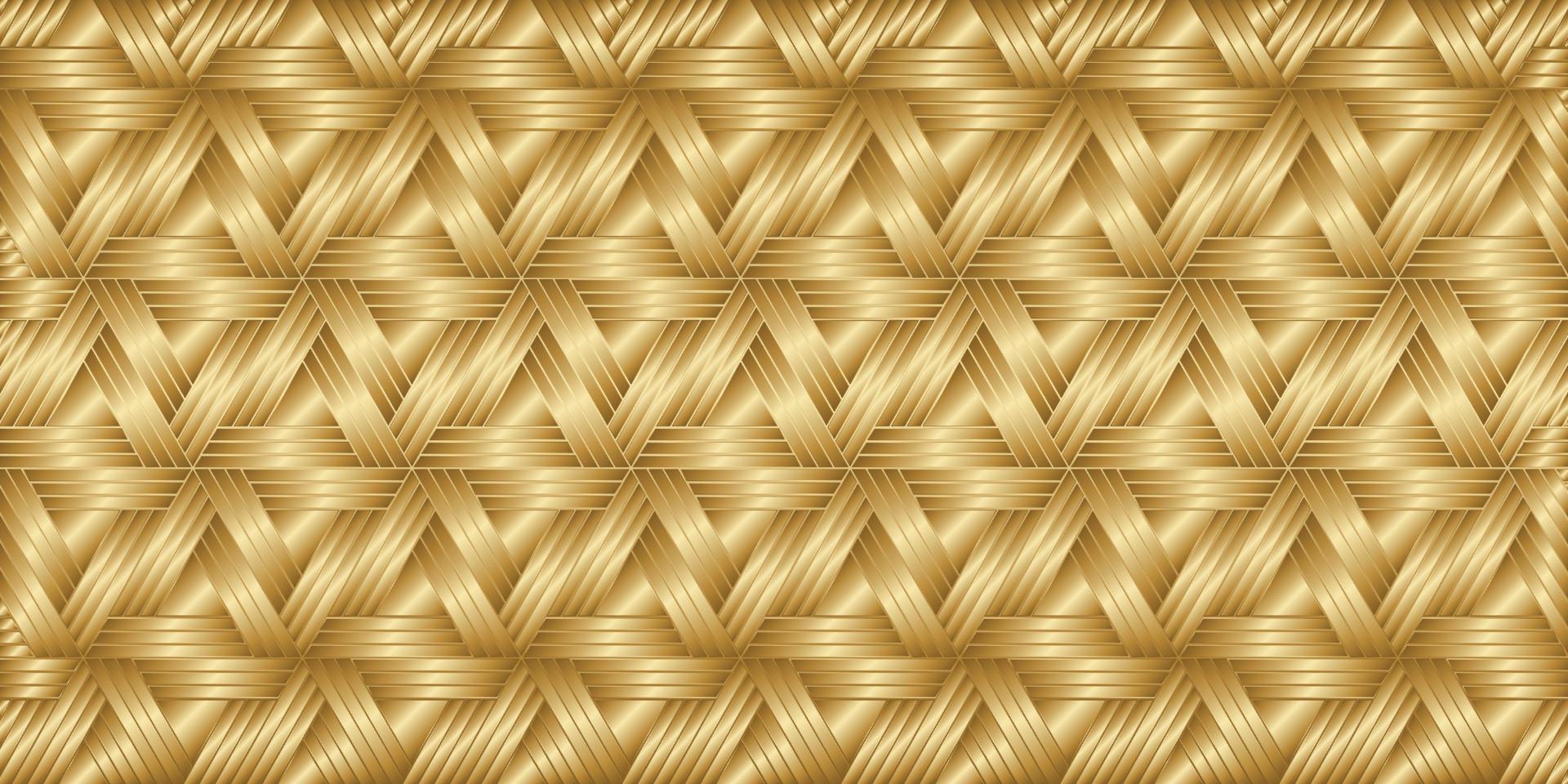 Geometric pattern with weave stripes gold background vector