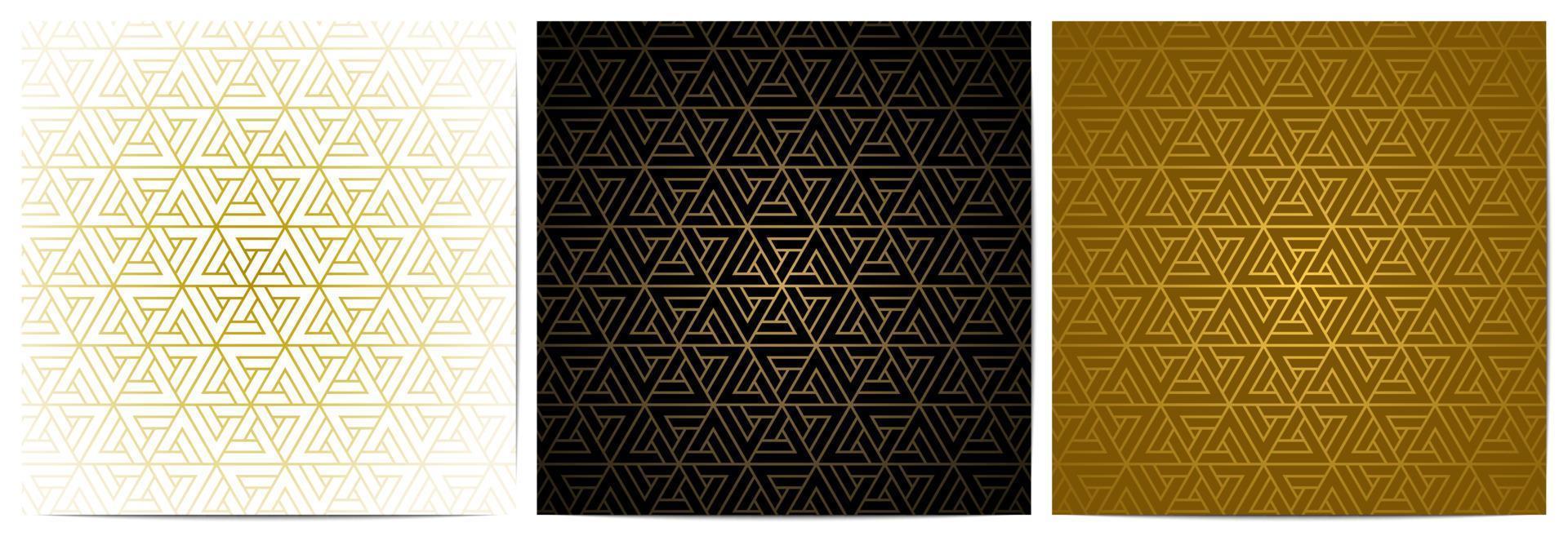 Geometric pattern with polygonal shape and triangle gold lines vector