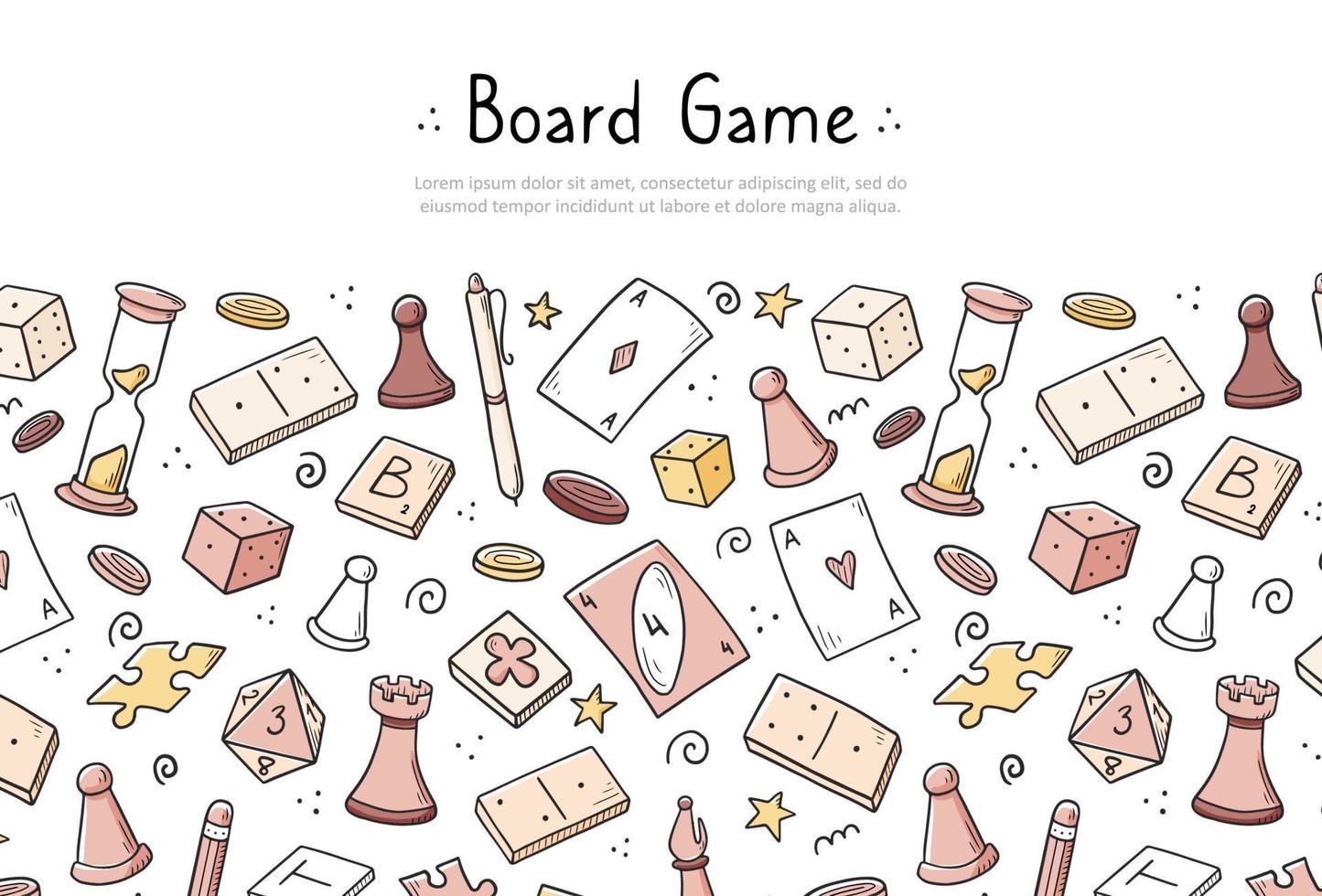 Hand drawn banner template of board game vector