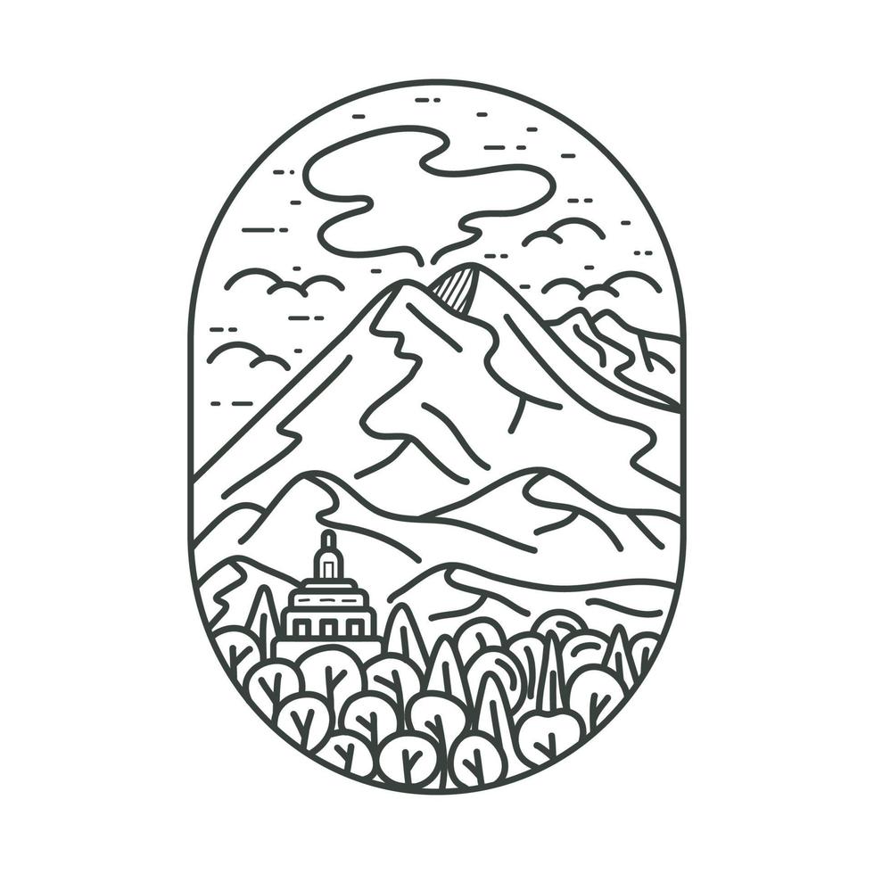Outdoor. Mountain Monoline. Line art. Illustration Design. for the needs of printing merchandise, apparel and clothing vector