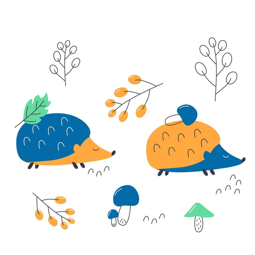 Two hedgehogs in the forest vector