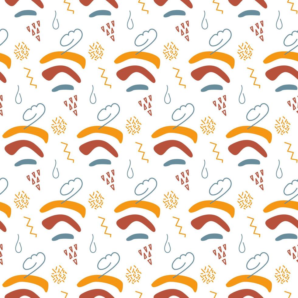 A pattern of rainbows and elements vector