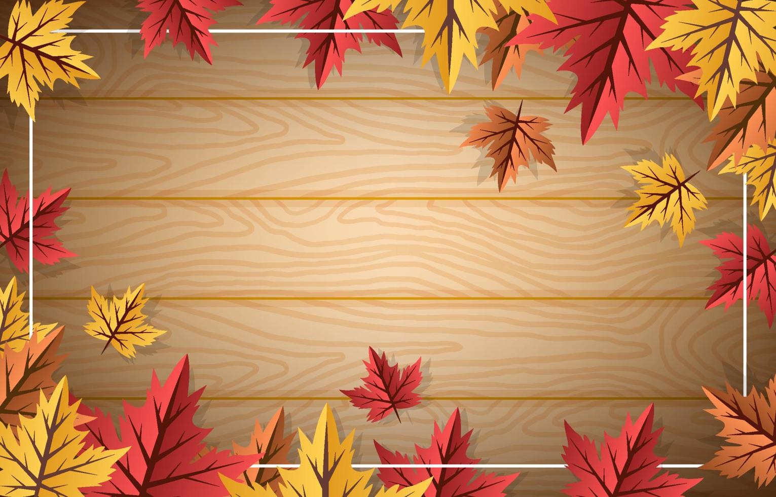 Wood Foliages With Autumn Leaves Background vector