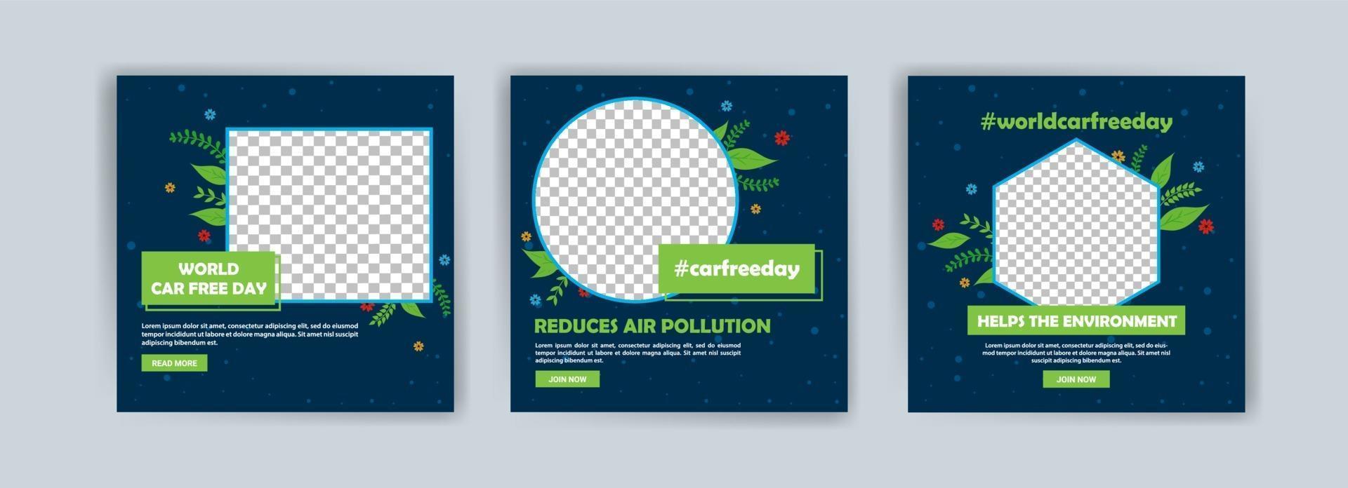 Social media post template for world car free day vector