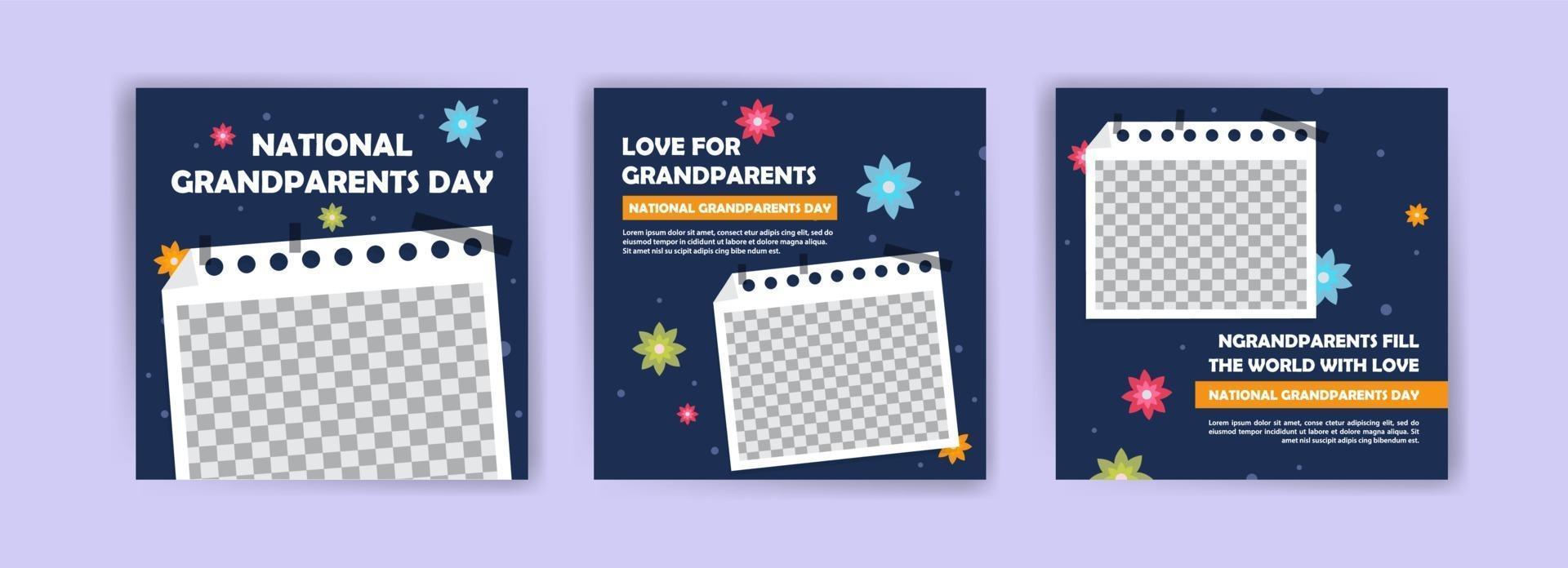 Social media post template for National Grandparents Day. vector