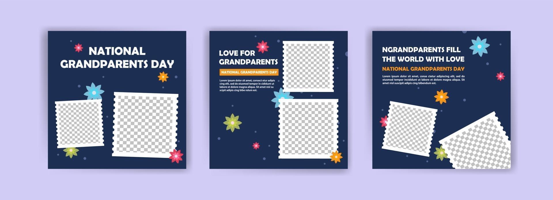 Social media post template for National Grandparents Day. vector