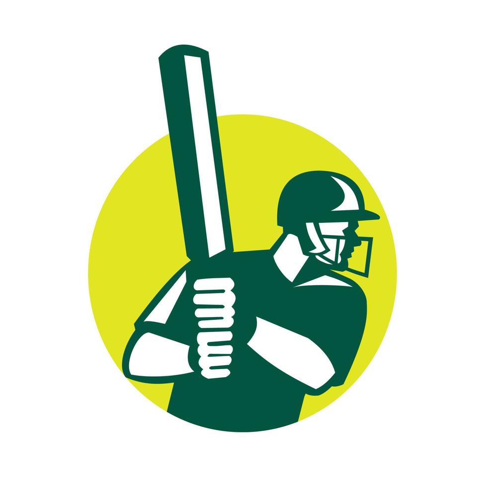 cricket batsman retro vector