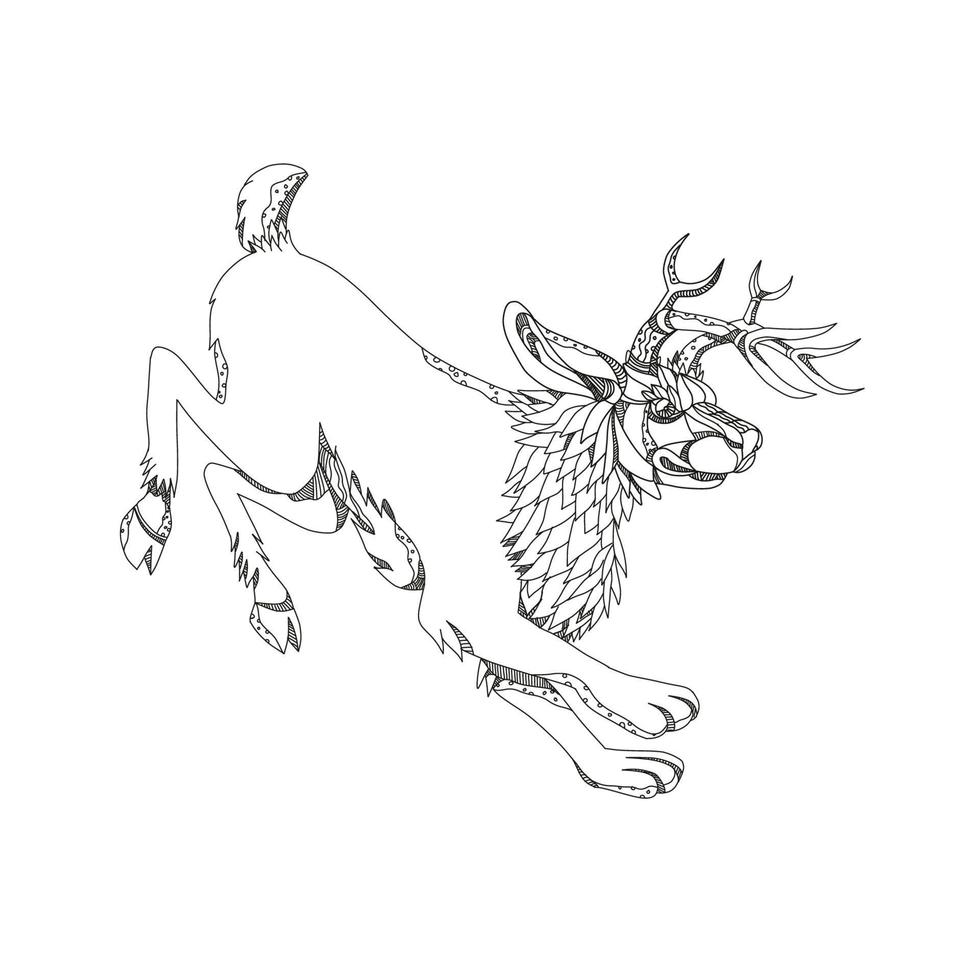 Jackalope saltando arte del doodle vector