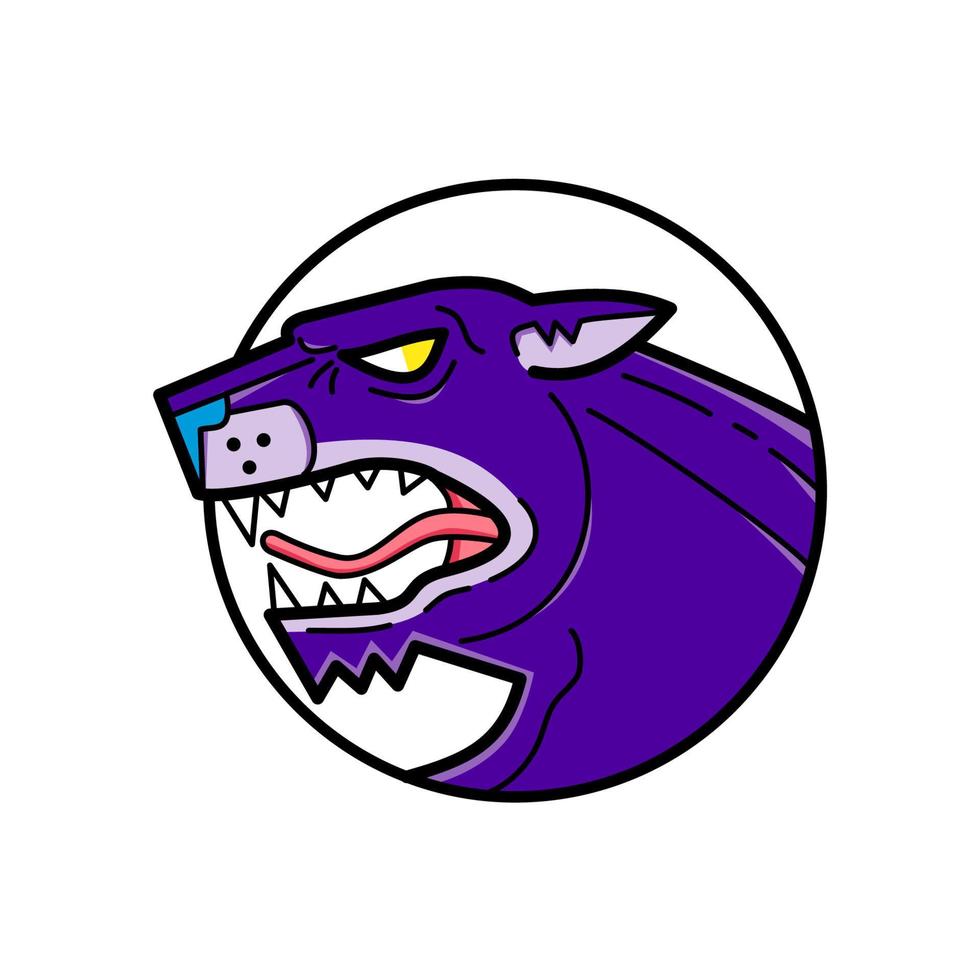 balck panther growling mono line art vector