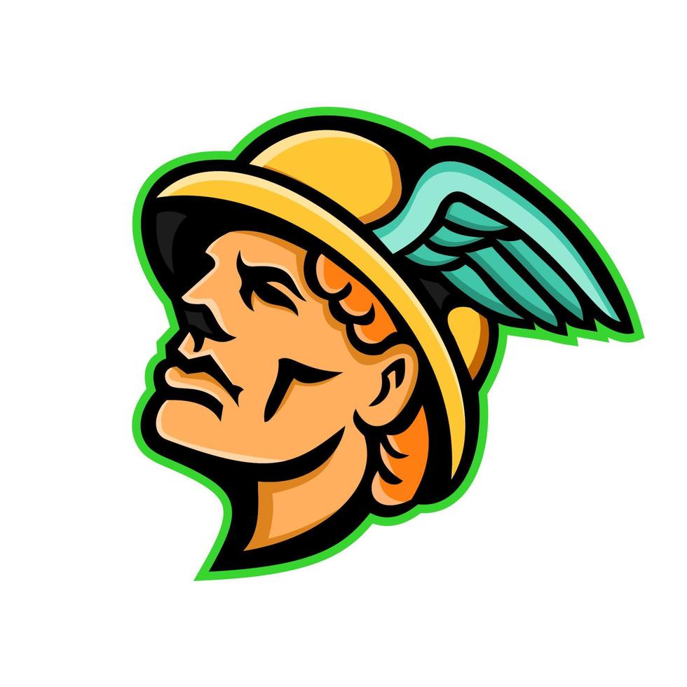 Hermes Greek god head mascot vector