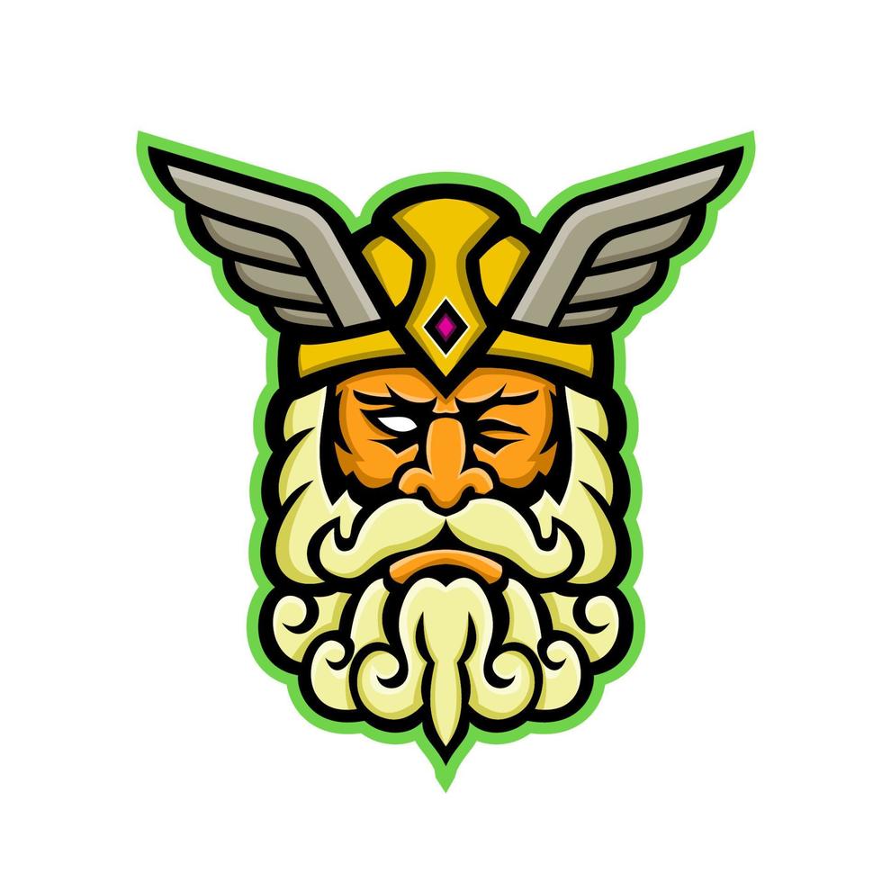 odin norse god head mascot vector