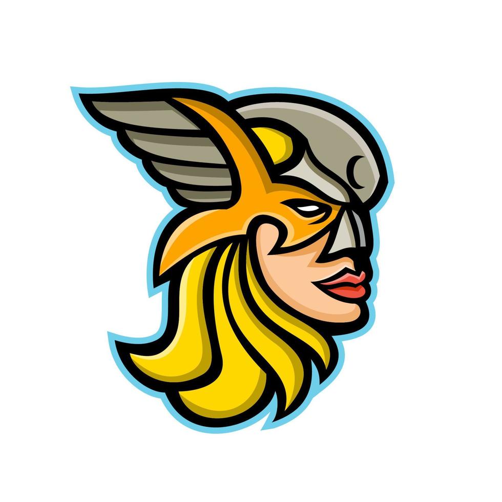 valkyrie norse goddess head mascot vector