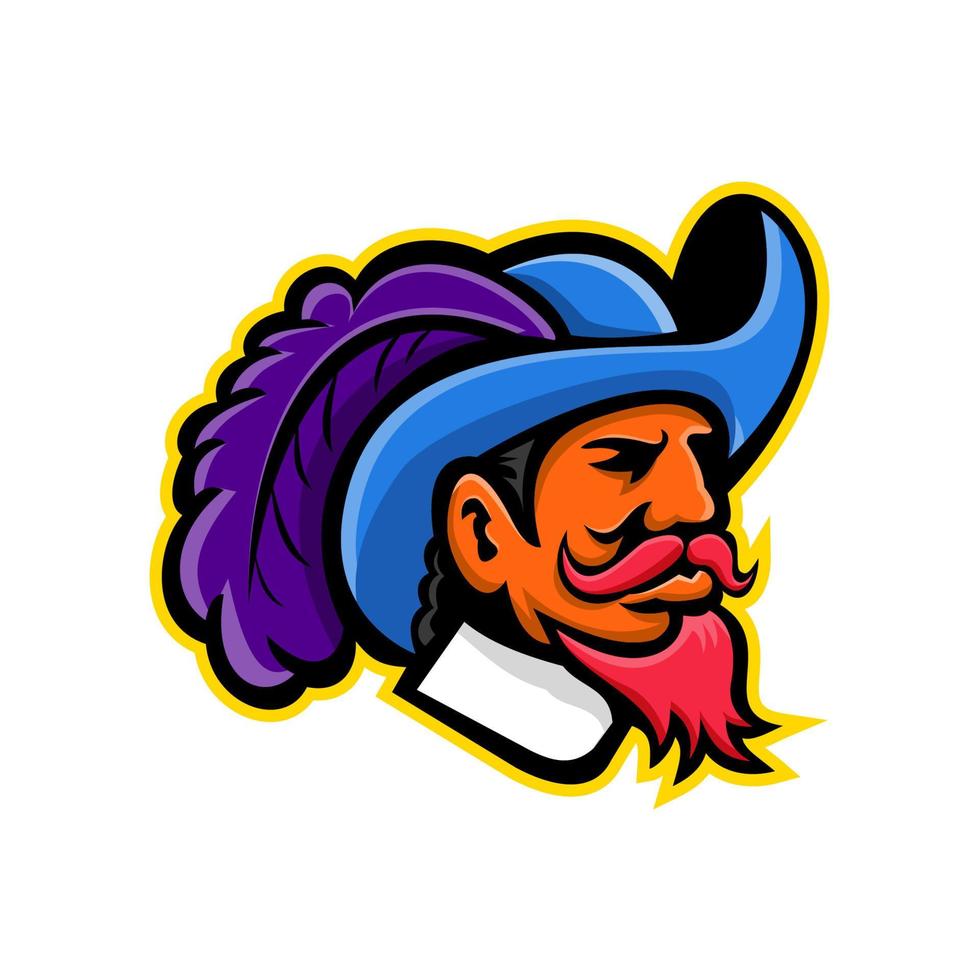 musketeer head side mascot vector