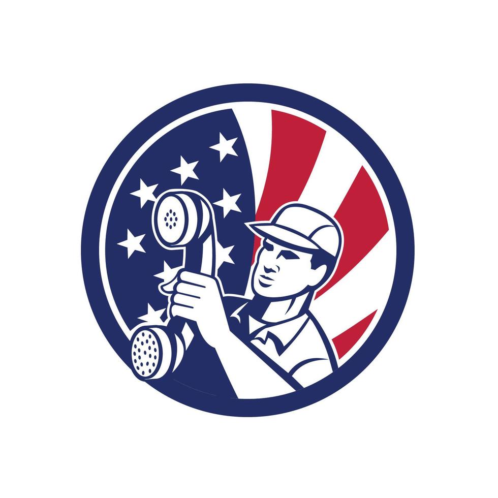 American telephone repairman mascot vector
