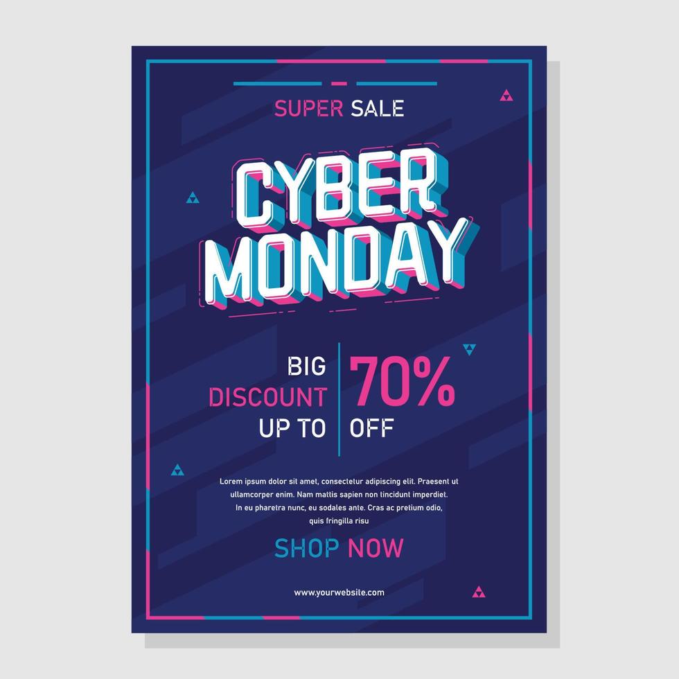 cartel de descuento y venta de cyber monday vector