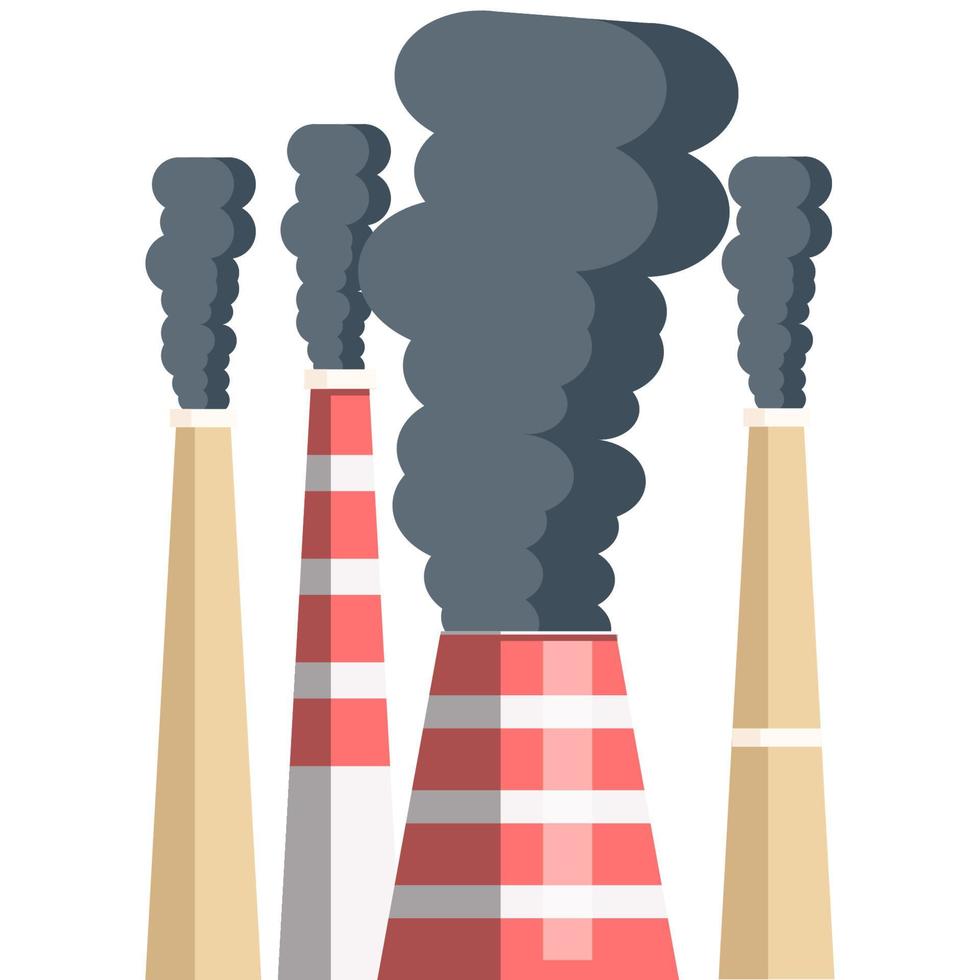 Chimenea de fábrica de diseño plano que causa el calentamiento global. vector