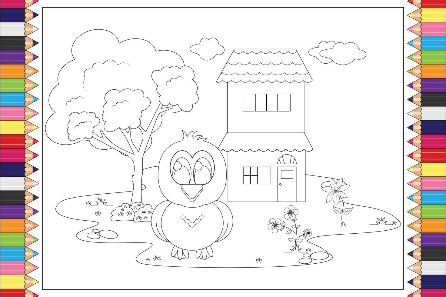 coloring animal cartoon for kids vector