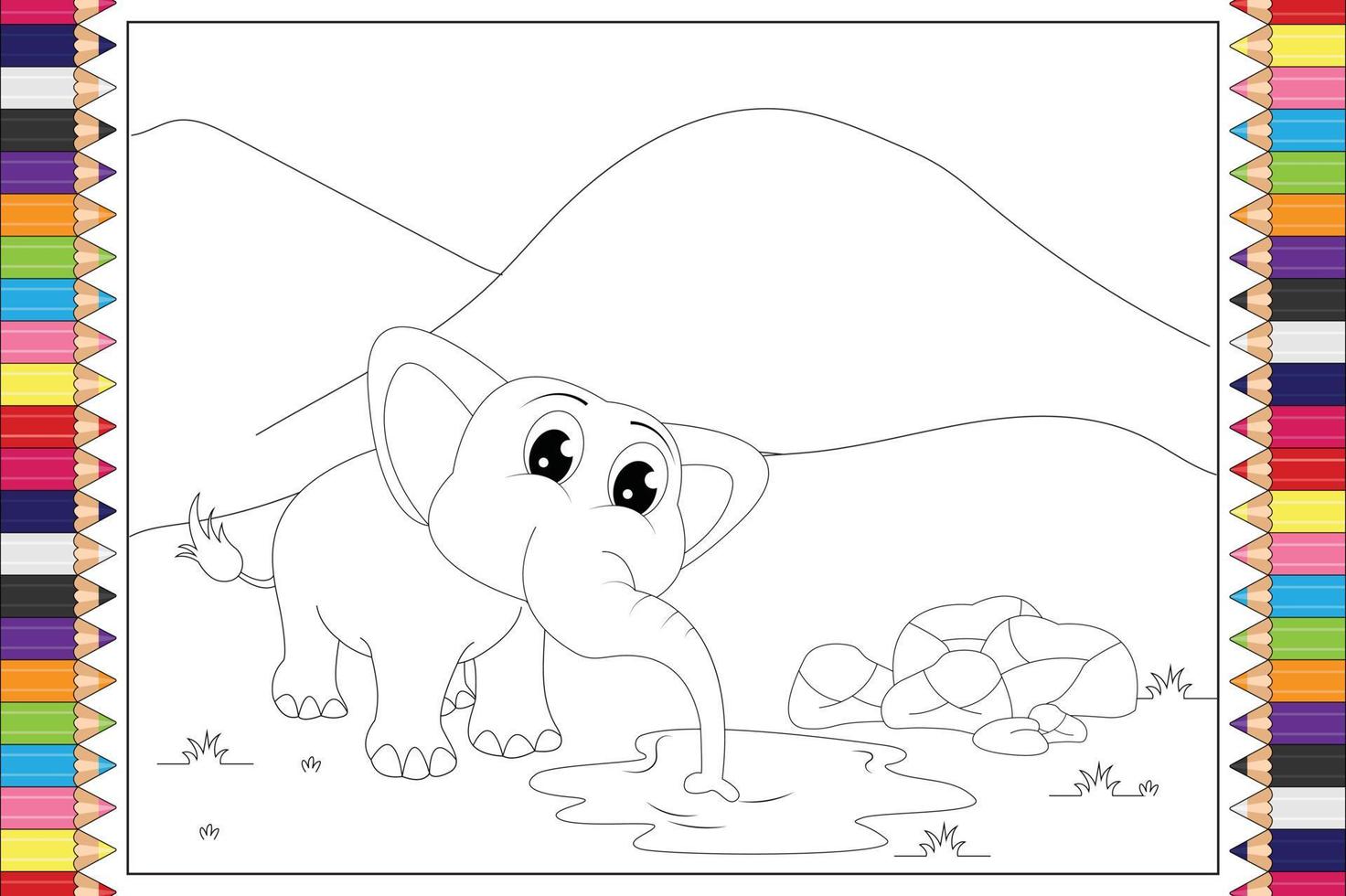 Dibujos animados de animales elefante para colorear para niños vector