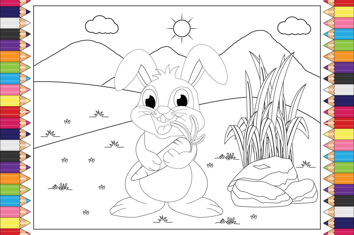 coloring rabbit animal cartoon for kids vector