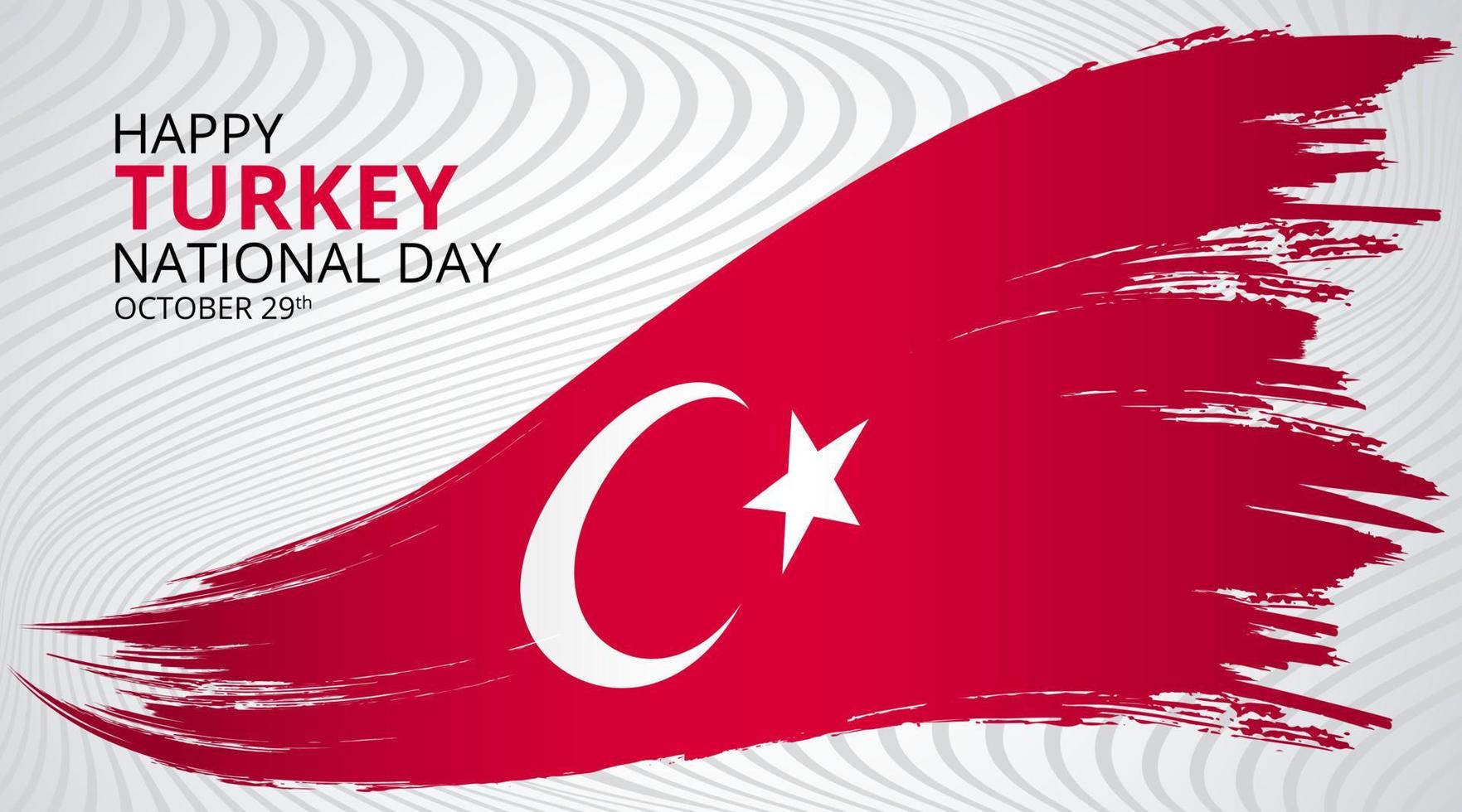 Happy Turkey national day background with grunge waving flag vector