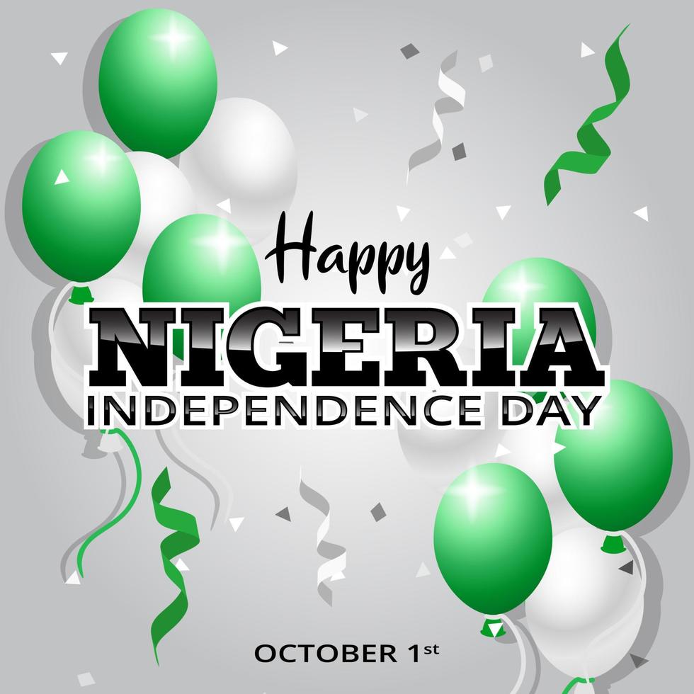 celebración del día de la independencia de nigeria fondo con globos y convetty vector