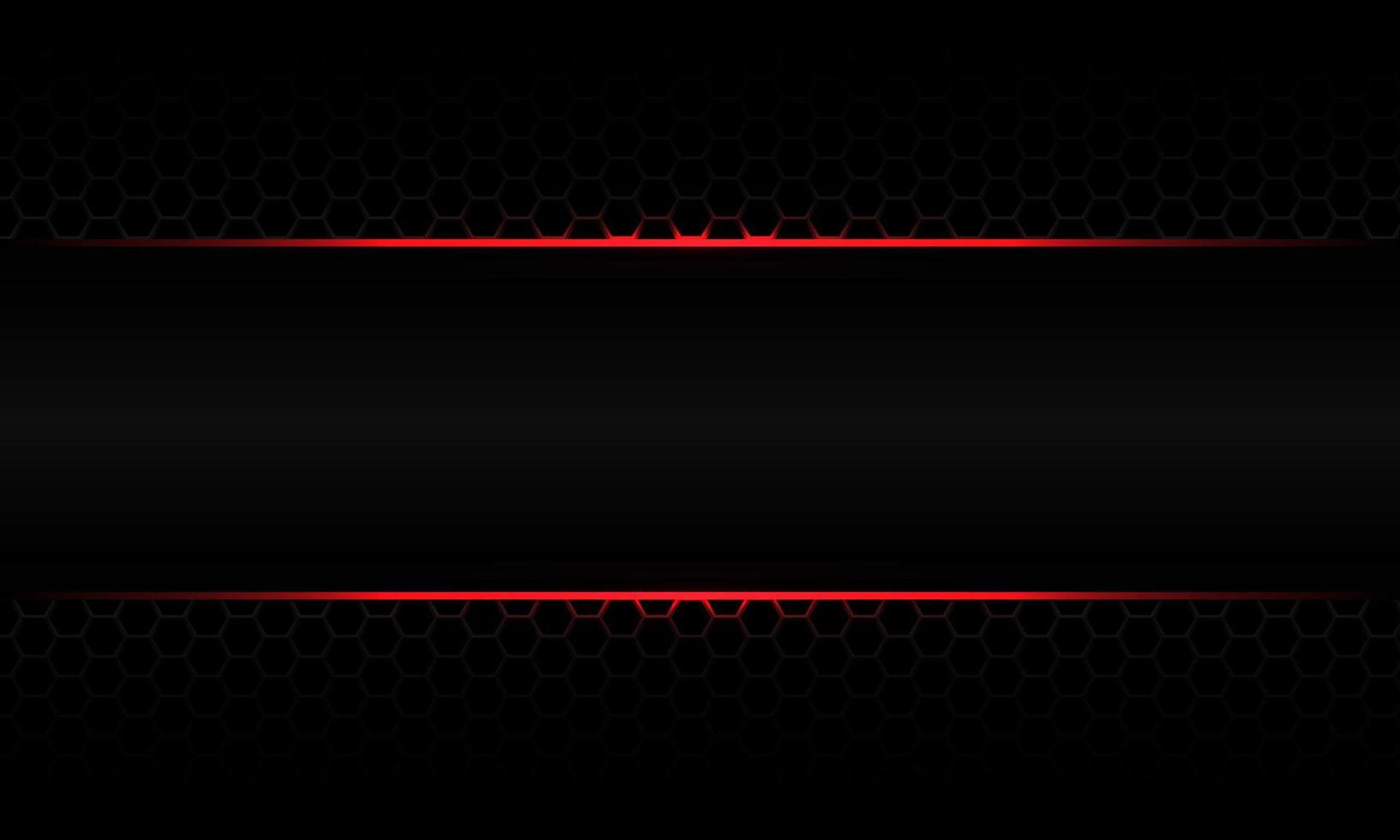 Abstract red light neon on grey metallic blakc hexagon mesh design modern luxury futuristic technology vector background