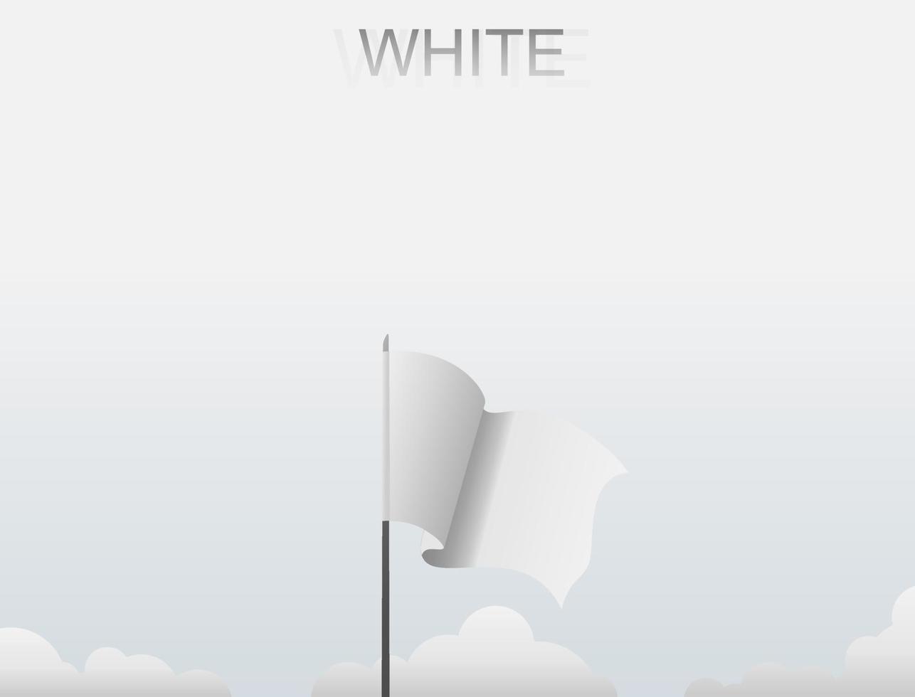 The with flag is flying on a pole that stands tall under the white sky vector