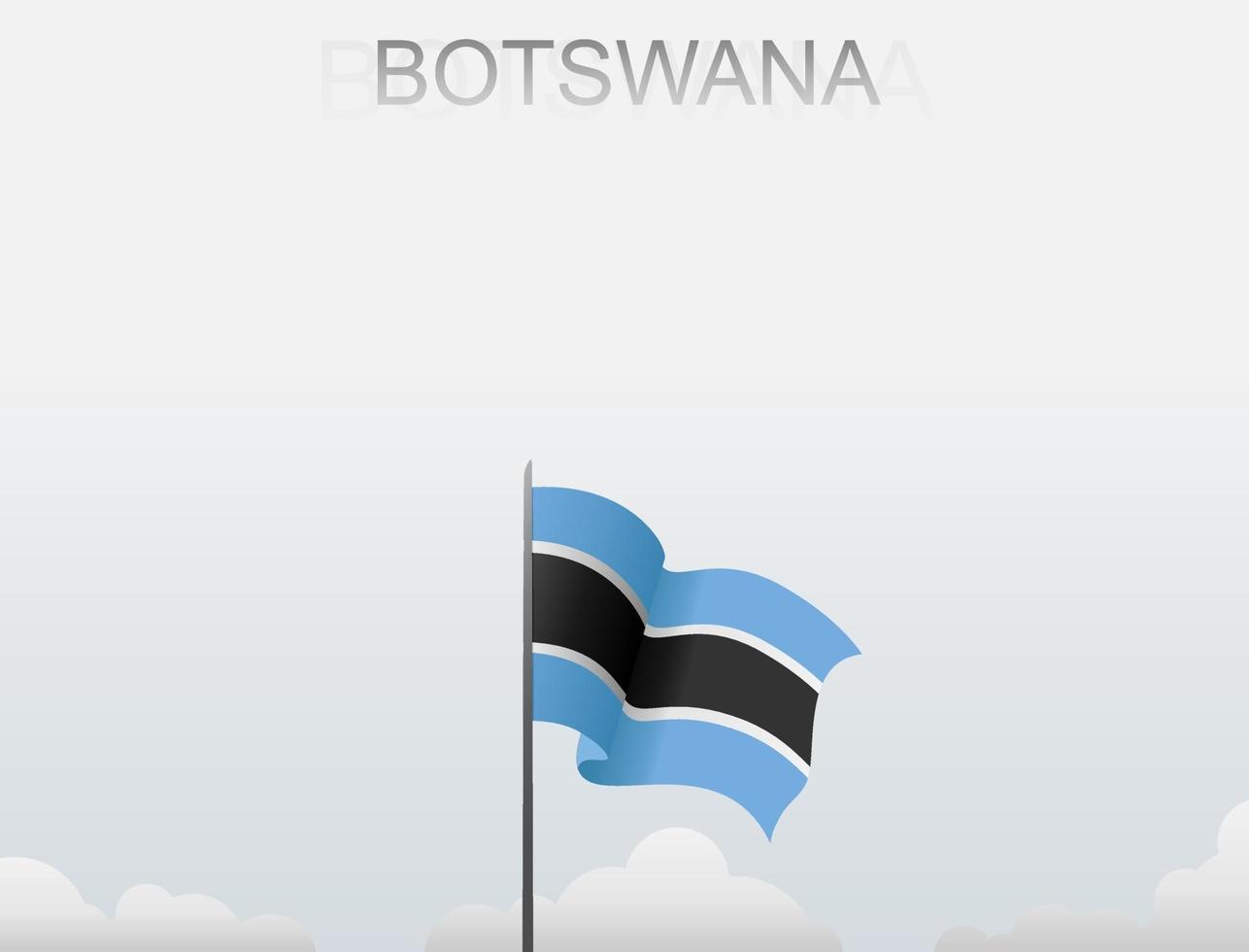 la bandera de botswana ondea en un poste que se erige alto bajo el cielo blanco vector