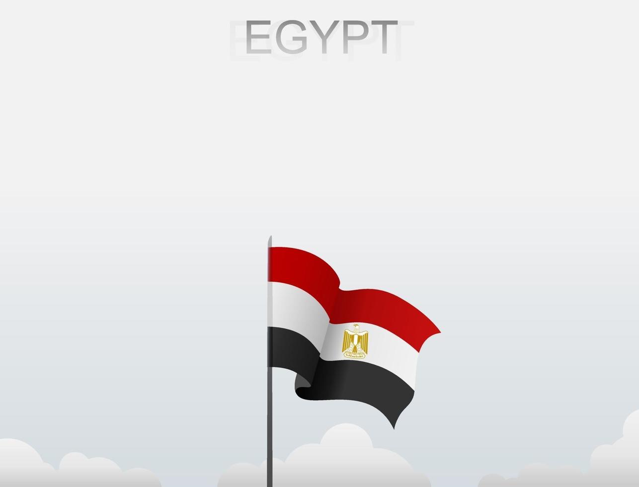 The Egypt flag is flying on a pole that stands tall under the white sky vector