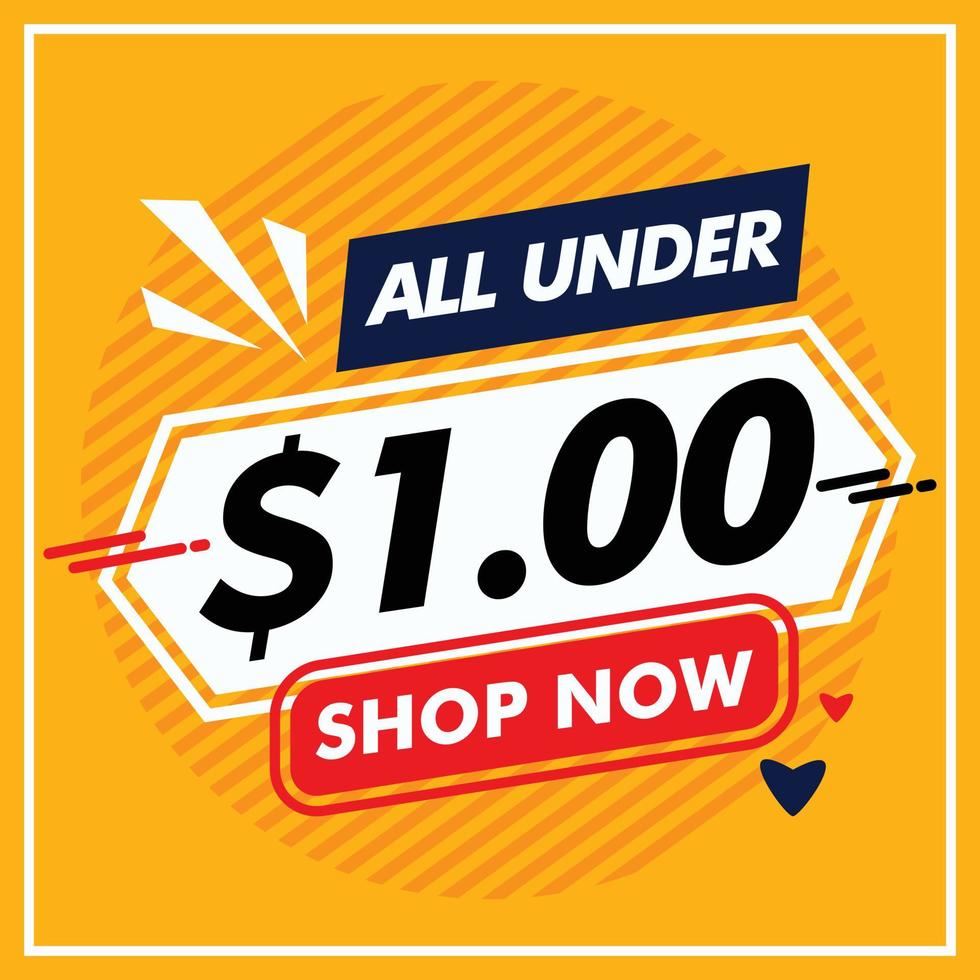 All under dollar one shopping sale banner Vector