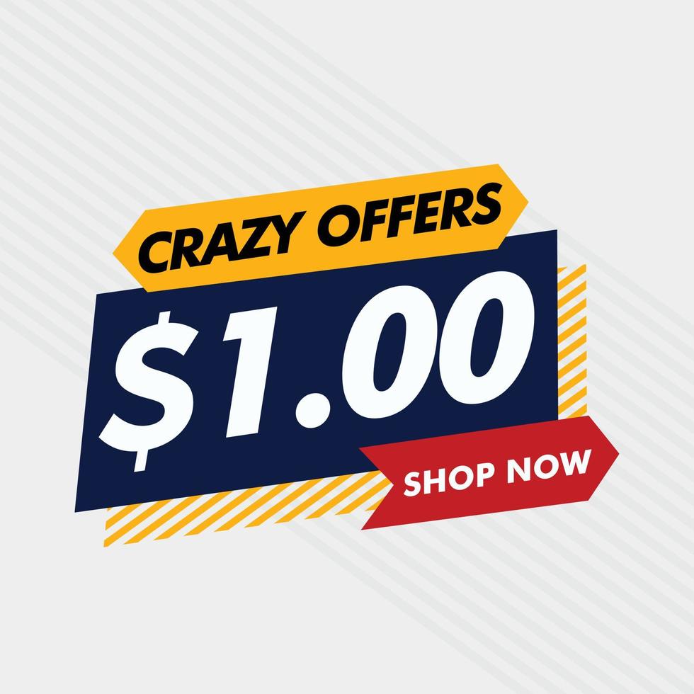 Dollar one crazy sale offer banner Vector