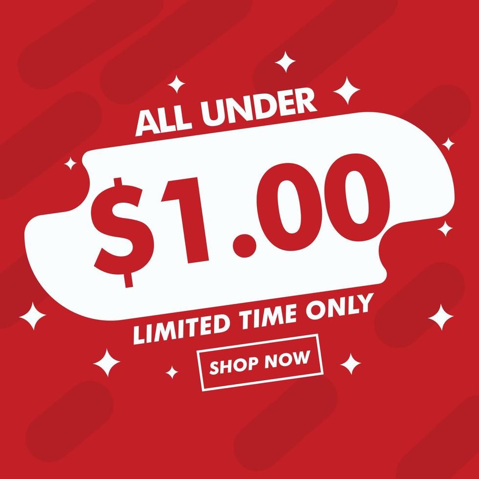 All under dollar one sale and deal template template Vector