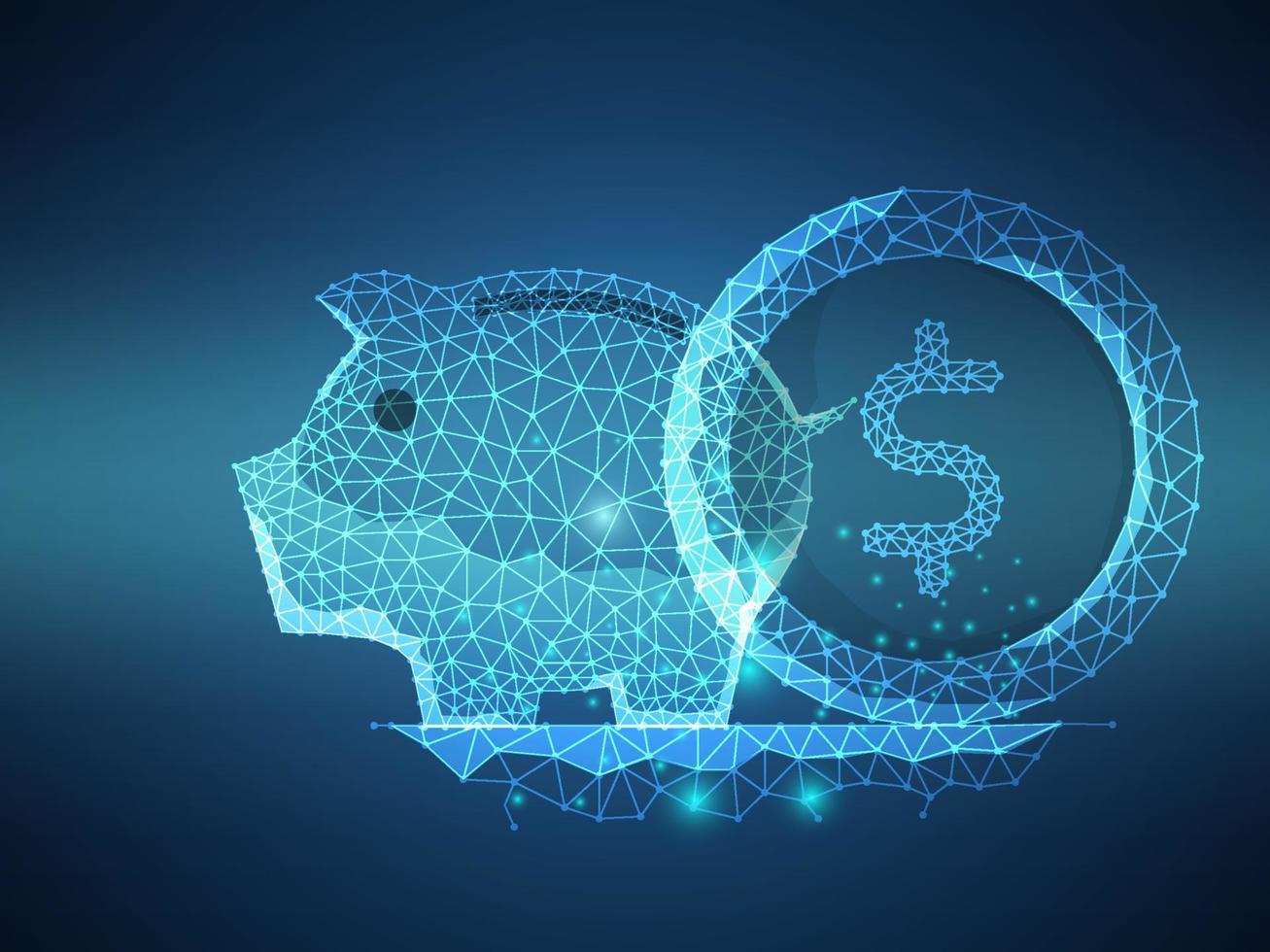 piggy bank with money coin futuristic low polygon vector