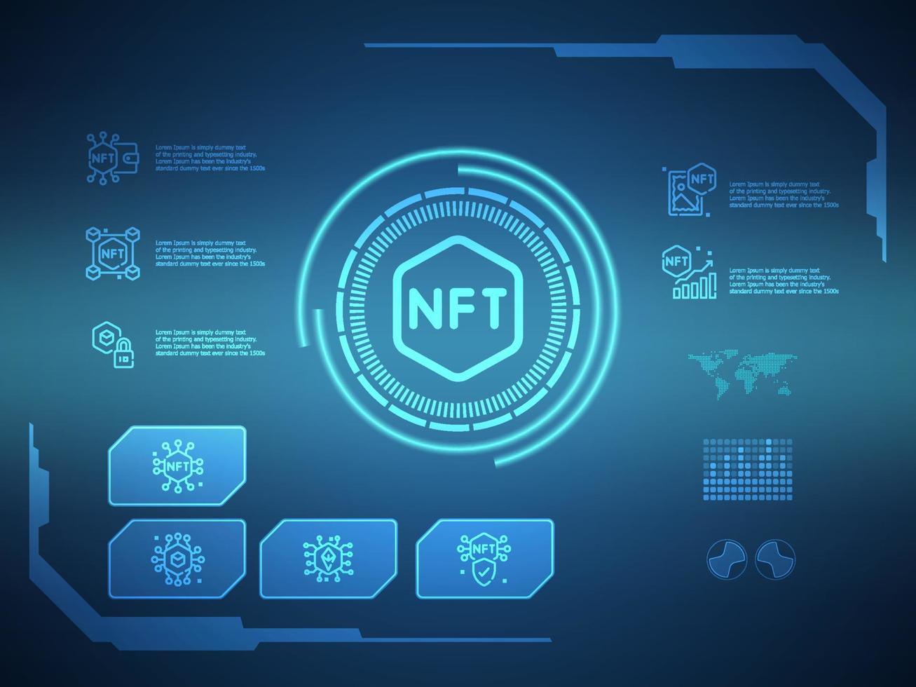 pantalla hud futurista de tecnología digital nft vector