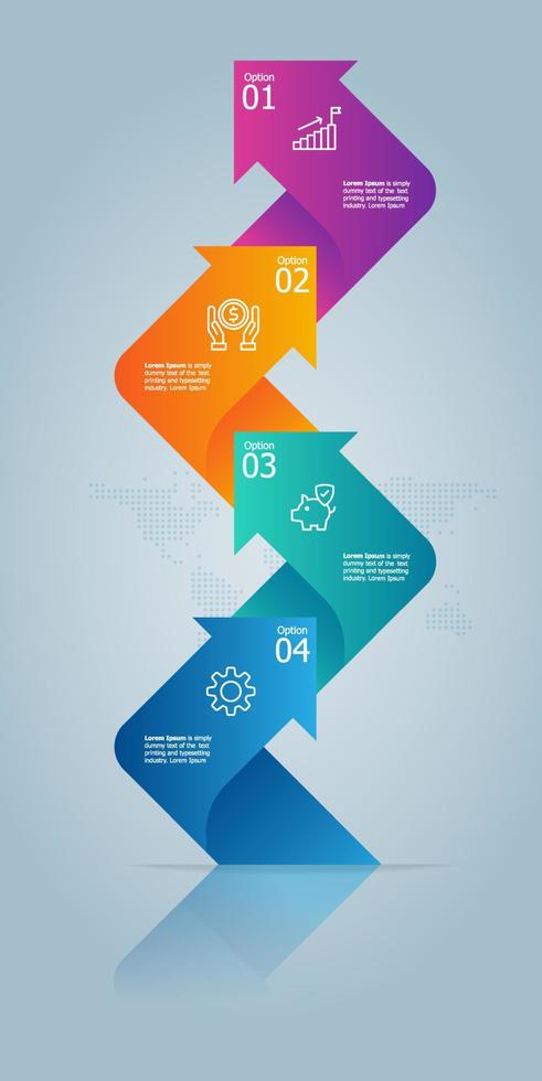 plantilla de elemento de presentación de infografía de flecha de crecimiento vertical vector