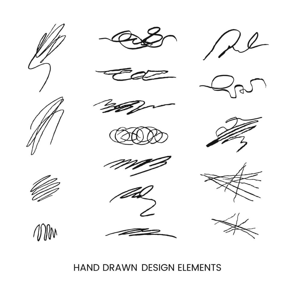 Vector conjunto moderno negro con ilustraciones abstractas de doodle dibujados a mano. se puede utilizar como elementos para el diseño de tarjetas de felicitación, carteles, tarjetas, diseño de papel de embalaje