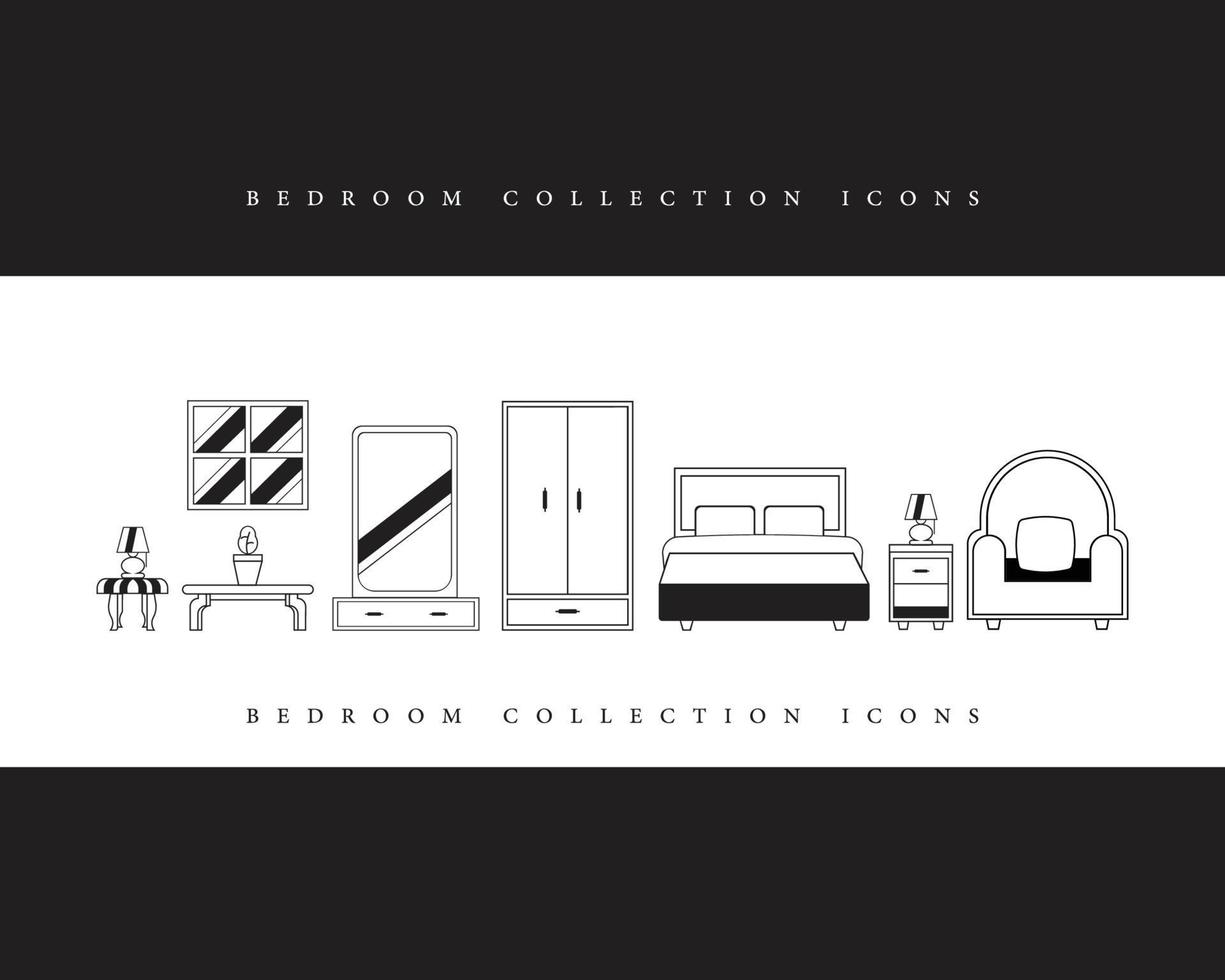 Bedroom icons collection templet , vector, illustration room logo . vector