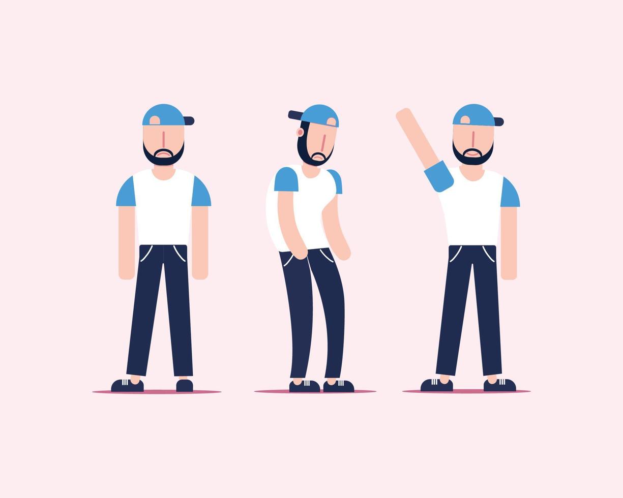 Man standing illustration vector character , three men , cool man .