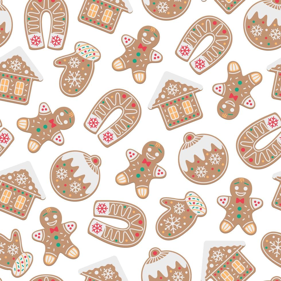 Christmas Seamless Pattern with Traditional Gingerbread Cookies vector