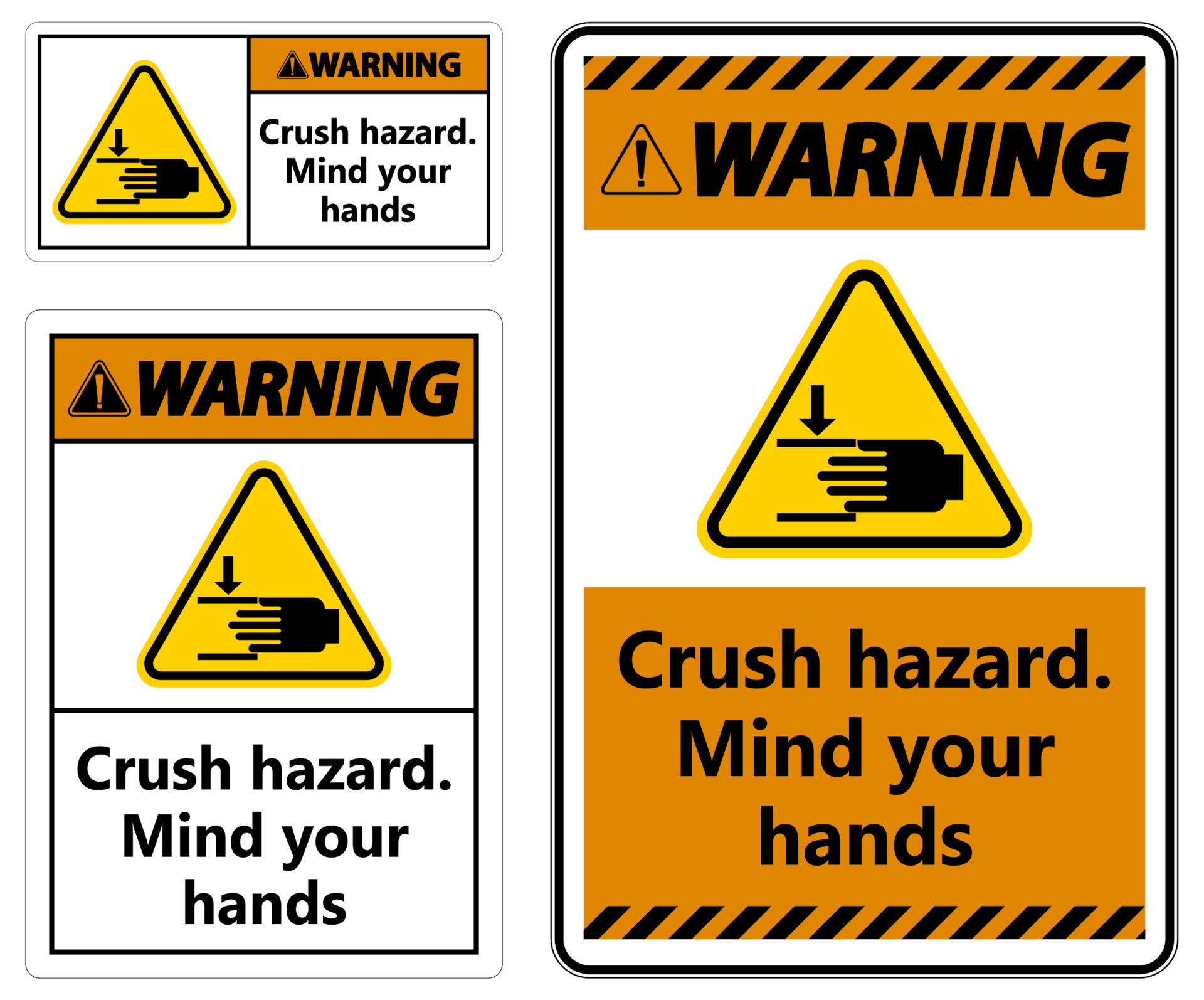 Warning Crush Hazard Mind Your Hands Signs Hazard Far vrogue.co