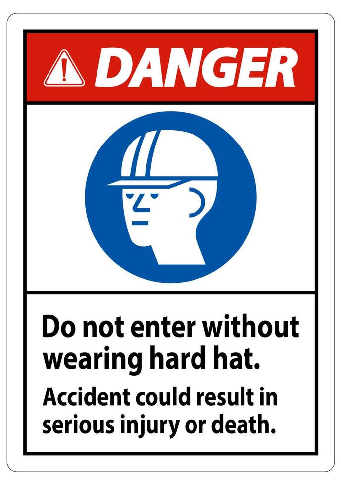 Warning Sign Do Not Enter Without Wearing Hard Hat, Accident Could Result In Serious Injury Or Death vector