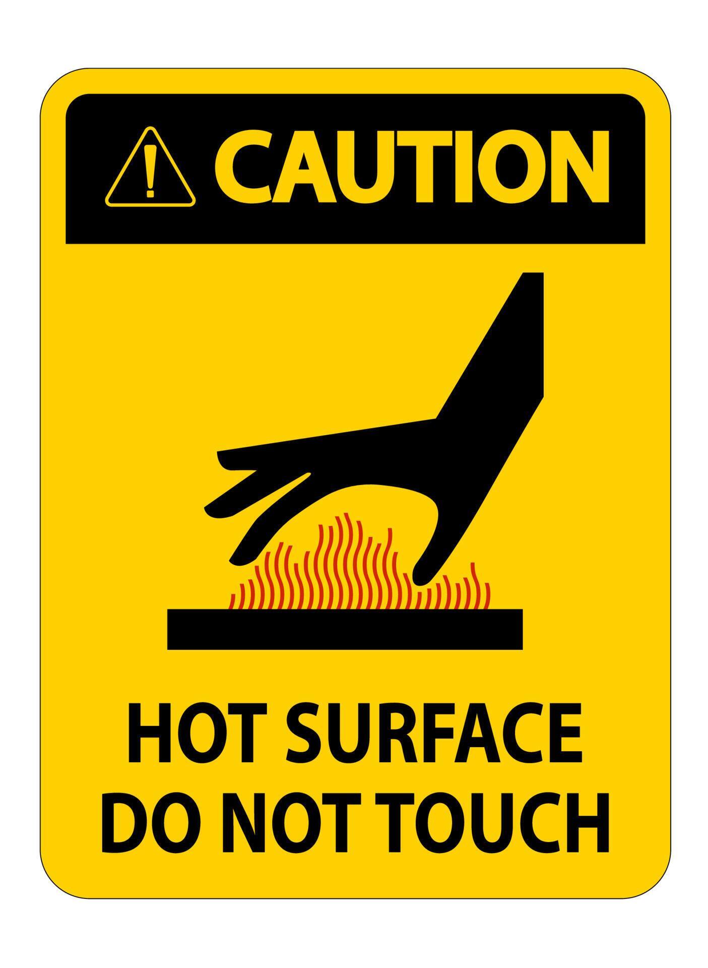 Caution Burn hazard,Hot surface,Do not touch Symbol Sign Isolate on