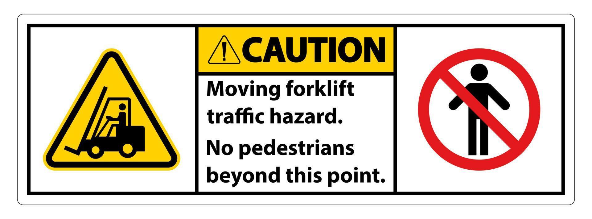 Moving forklift traffic hazard,No pedestrians beyond this point,Symbol Sign Isolate on White Background,Vector Illustration vector