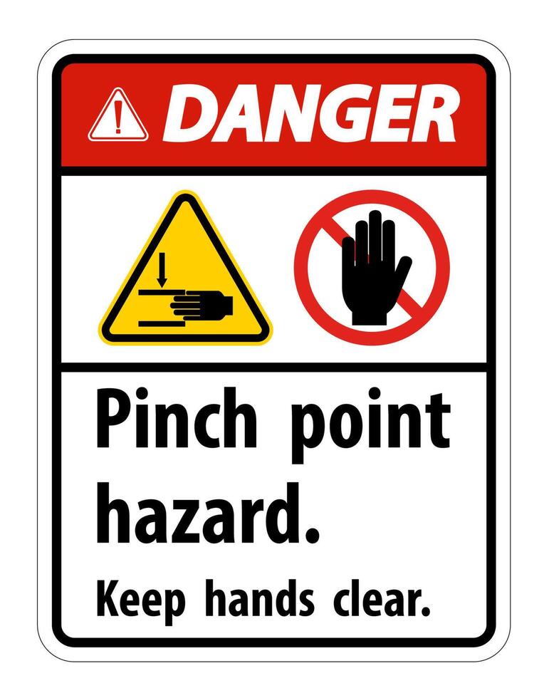 Danger Pinch Point Hazard,Keep Hands Clear Symbol Sign Isolate on White Background,Vector Illustration vector