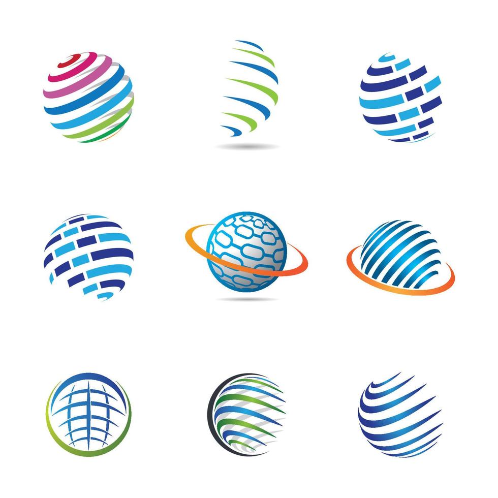 Ilustración de icono de vector de tecnología de logotipo global