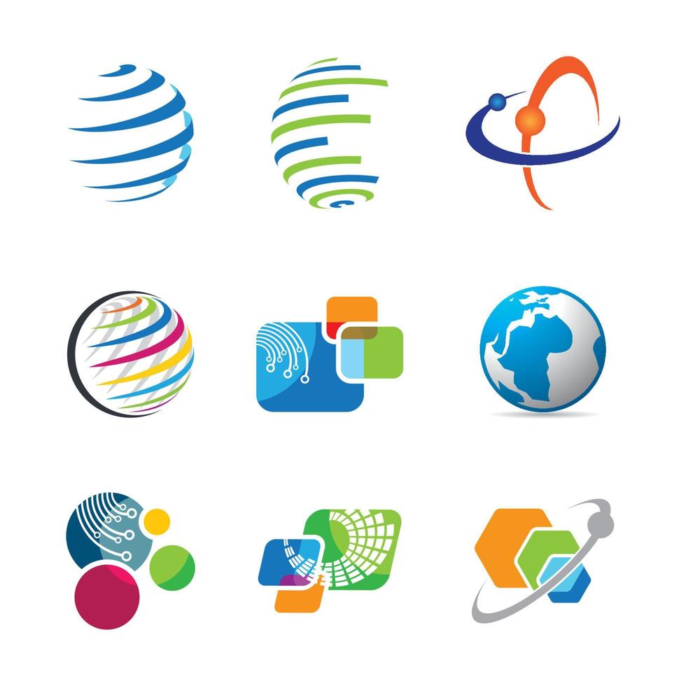 Ilustración de icono de vector de tecnología de logotipo global