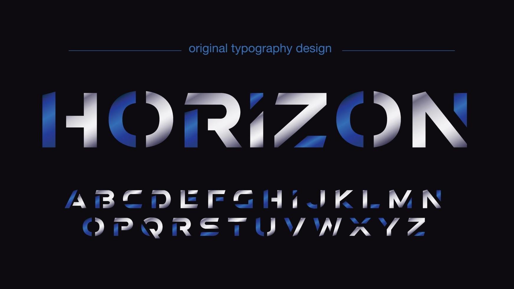 tipografía deportiva futurista en rodajas azules y plateadas vector