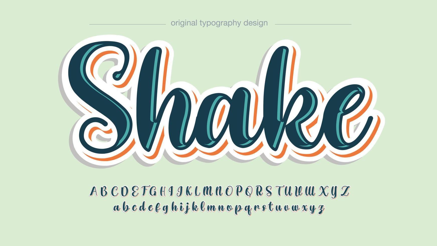 Green and red cute cursive lettering calligraphy font vector